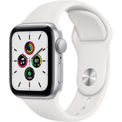 Apple Watch SE A2351 GPS 40mm Silver Aluminum Sport Band with White