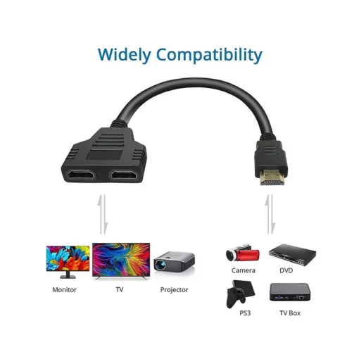 K2 HDMI Male to Dual HDMI Female Black Splitter